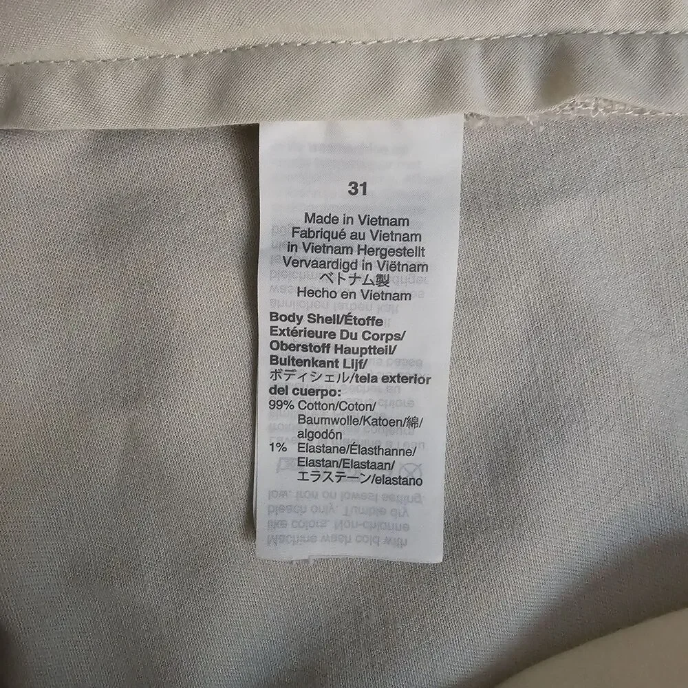 J.Crew Men's Beige Chino Shorts Size 31 Cotton 7 Inch Inseam Stretch Flat Front